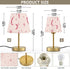 Dimmable Table Lamp for Bedroom Nightstand Pink Star Moon Bedside Lamp with USB Port Fabric Shade Desk Lamps Bronze
