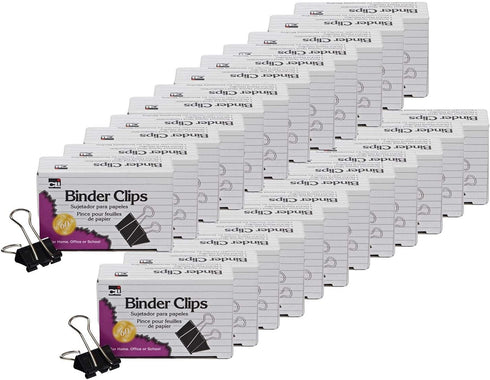 Charles Leonard Medium Binder Clips - 5/8" Capacity, 12 Per Box, 24 Boxes