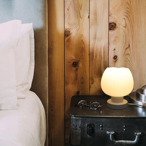 Toddmomy Portable Touch Sensor Table Lamp Adjustable Brightness Color Changing Bedside Night Light Glass and Wood