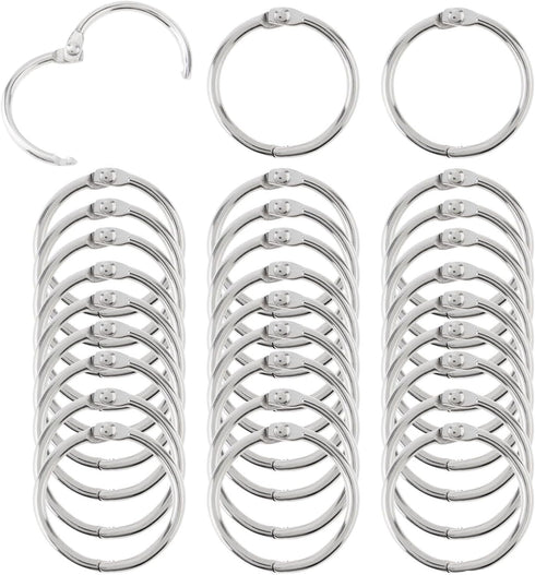 Smgda 30 Pack Loose Leaf Binder Rings 1 Inch, Office Metal Book Rings,