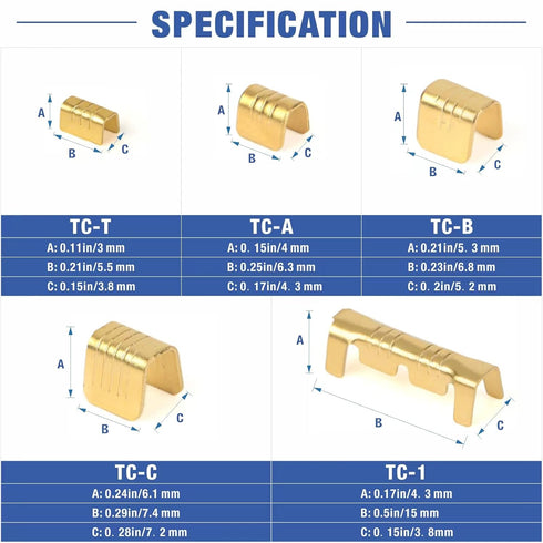 500pcs U Shape Copper Crimp Terminal Connectors Kit, Non-Insulated Cable Wire Spade Electric Butt Connector Assortment