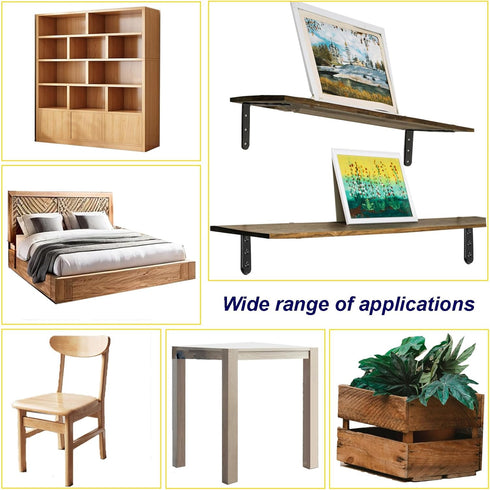 4 4" 4" 90 100x100mm Pcs Black L Bracket Corner Braces Stainless Steel x Shelf Bracket for Wood, Shelves, Furniture