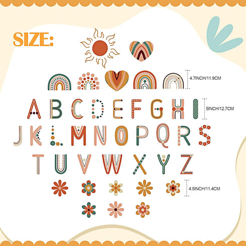 Tenare 133 Pcs Boho Bulletin Board Letters Back to School Rainbow Alphabet Cutouts Set 110 Uppercase Poster Board Letters 23 Symbols ABC Letters for Classroom Wall Cut Out Letters for Home Classroom by Tenare