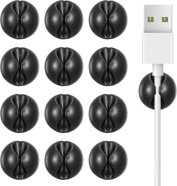 HJZHII 12PCS Cable Clips, Adhesive Cord Holder for Nightstand Cord Organizer Data Cable