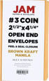 JAM PAPER #3 Coin Business Envelopes - 50 Pack, Peel and Seal Closure, Brown Kraft Manila