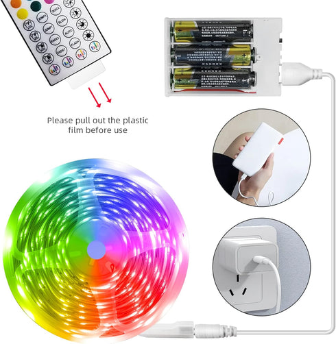 32.8ft, RUISHINE Battery Operated LED Strip Lights Battery Powered Led Strip Lights for Bedroom Color Changing APP