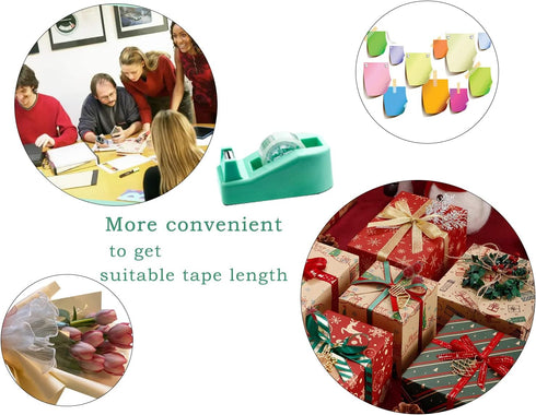 Tape Dispenser Desk with 12 Rolls Transparent Cute Small Packing Refills, Invisible Tape for Christmas Gift Wrapping
