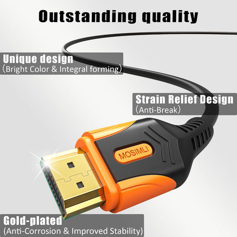 4K 2.0 10FT 5-Pack, 18Gbps 4K@60Hz 2K@240Hz, HDR10, 3D, Dolby, 2.2 PS5, HDMI Cable High Speed HDMI Cord, Support & ARC
