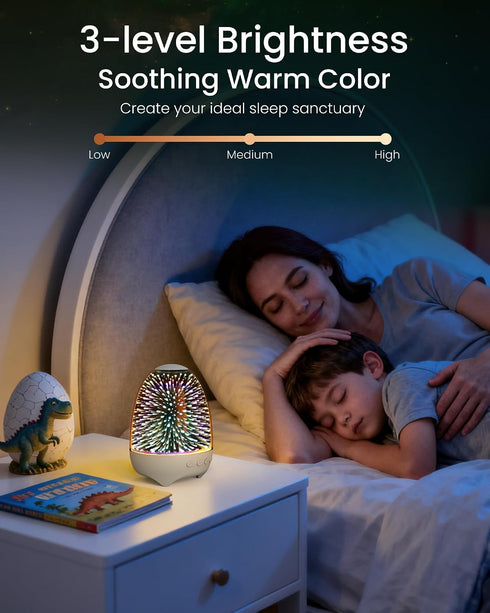 3D 7 Aiscool Night Light Bluetooth Speaker, Glass Fireworks Lamp with Touch Control, Colors & Gradient Mode
