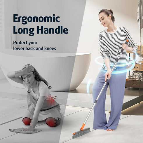 180 AIR U+ Grout Brush with Long Handle Swivel Scrub Brush with Tweezers to Hair Clip V-Shape Grout Line Scrubber Stiff