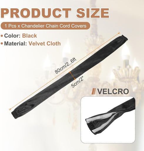 2.6ft PATIKIL Chandelier Chain Cord Cover, Velvet Cloth Fabric Chain Sleeve Decorative Cord Covers for Chandelier Wires
