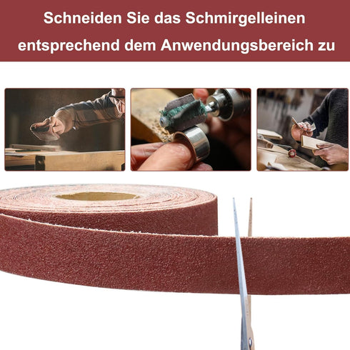 Emery Cloth Roll, 100 Grit Continuous Sandpaper Roll 1" x 85 Feet for Wood Furniture Finishing and Metal Sanding