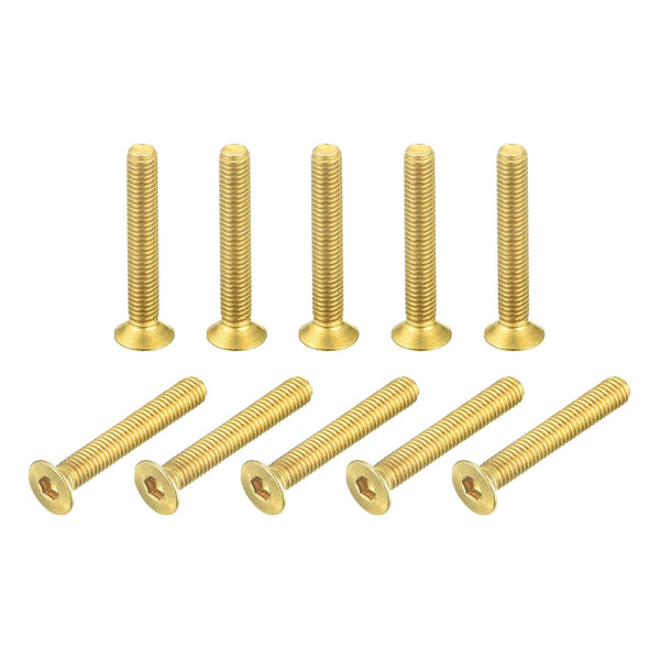 uxcell Flat Head Socket Cap Screws, M3-0.5 x 20mm Brass Inner Hex Drive Fasteners, 50Pcs
