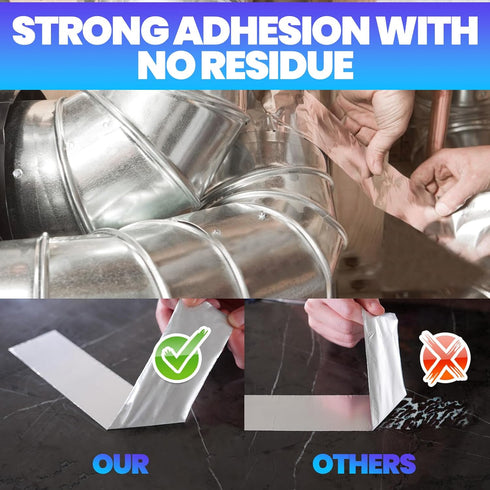 ADHES Professional Glass Fiber Aluminum Foil Tape, 2 Inch x 82 Feet, 6 Rolls Heat Proof Tape for HVAC Repair
