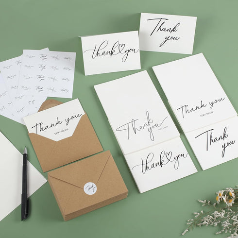 AZUREAL 52-Pack, 3.5x5 Inches Set Thank You Cards with Envelopes Minimalist Design Thank You Notes with Envelopes