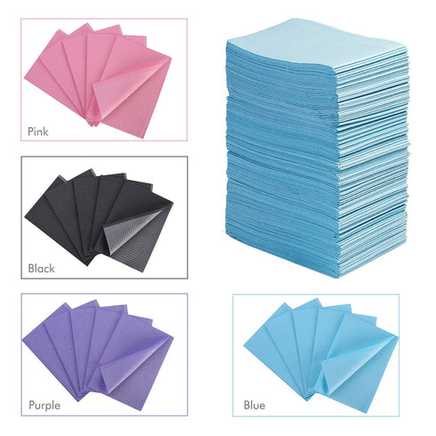 500 13"x18" 3 PCS Disposable Dental Bibs Ply Waterproof Pink Dental Tattoo Bibs Dentist Clinic Medical Tray Cover