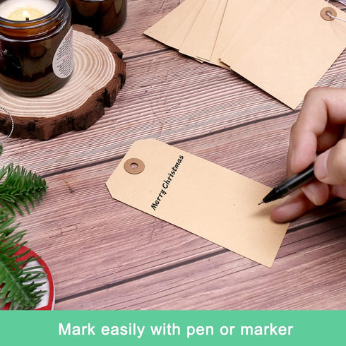 Blank Manila Shipping Tags with Elastic String, Coideal 120 PCS Strung Cardstock Paper Tags, 4.75" x 2.375"