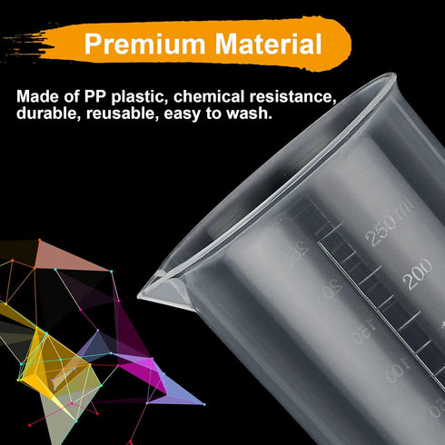 30PCS Plastic Beakers, 250ml Graduated Measuring Cups, Premium Polypropylene for Home School Lab Science Experiments