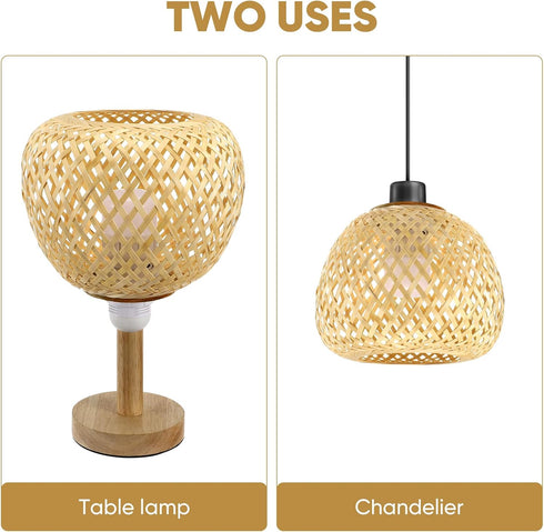 7.67 Inch UPKOCH Woven Bamboo Lamp Shade Pendant Light Cover Rustic Rattan Ceiling Lamp Shade for Home Bedroom