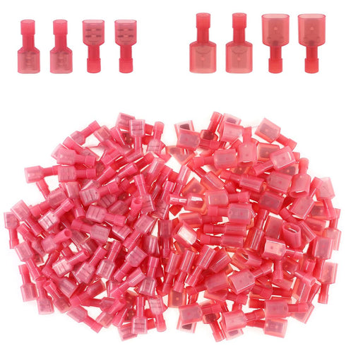 Glarks 50pcs 22-16 Gauge Fully Insulated Female Male Spade Nylon Quick Disconnect Electrical Connectors