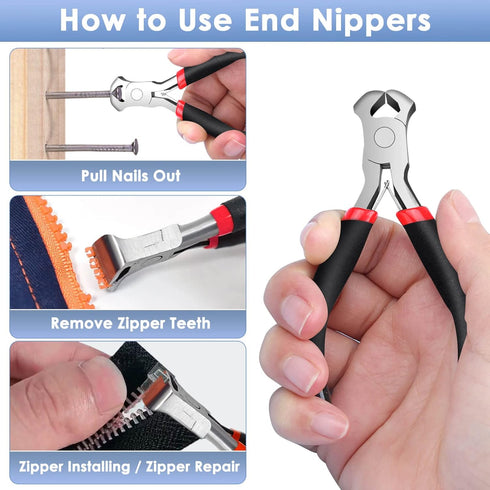 Jewelry Pliers, End Cutting Pliers for Zipper Install Stops Repair