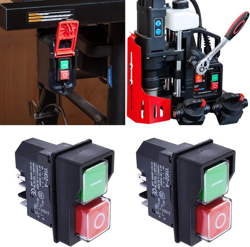 2X Electric On Off Switch IP55 Red and Green Button 250v for Belle Minimix Cement Mixer Electric Switch Replacement Set