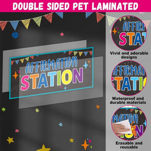 Classroom Affirmation Station Bulletin Board Set, Motivational Decor, Positive Affirmations Accents for Teachers,