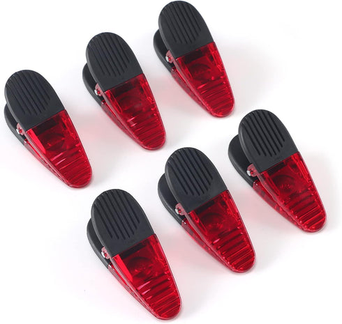 Plastic Refrigerator Magnet Clips, 3-1/4" Length, Set of 6, Multipurpose Clips (Red)
