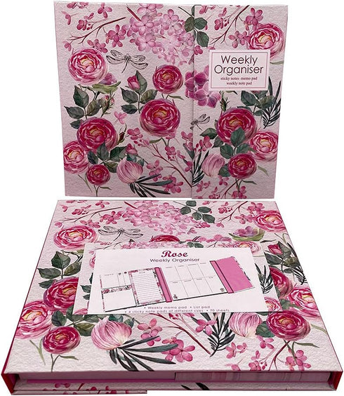 Cute Weekly Organiser Self-Stick Notes, Mini Sticky Note Tab, Pastel Memo Pad Set, Colored Printing with Rose Shapes,