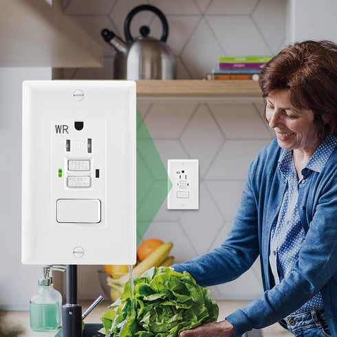 GFCI Outlet, Tamper Resistant Receptacle with Combination Switch, ETL Listed, White (TR&WR15Amp)