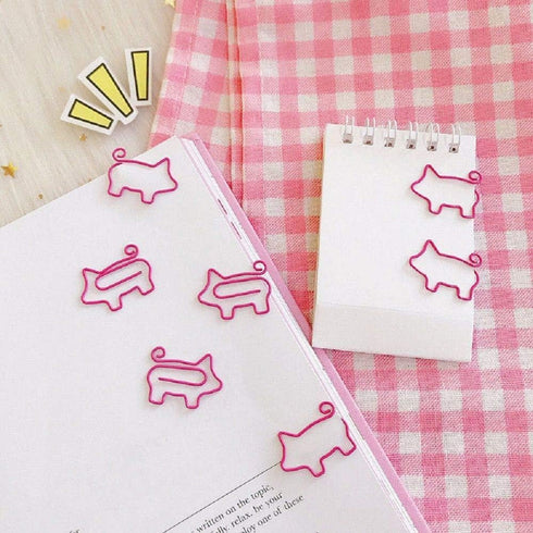 EORTA 50 Pieces Paperclips, Pink Pigs Shaped Metal Clips, Cute Cartoon Animals for Bookmarking, Scrapbooking