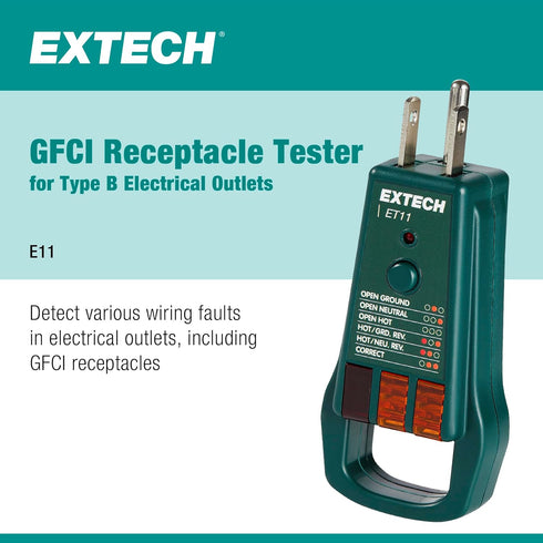 Extech ET11 GFCI Receptacle Tester
