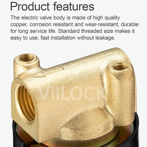 1/4” Brass Electric Solenoid Valve, 2 Way Air Valve Normally Closed for Air, Water, Oil, Gas 2W-025-08 (AC110V)