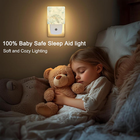 KXWQTRDD Sea Turtle Blue Ocean Night Light Plug into Wall,Nightlights with Light Sensor Dusk to Dawn,Plug in Night