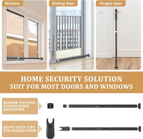 CZMIYRPY 2-in-1 Security2Pack Sliding Door Security Bar and Sliding Glass Door Stoppers Security for Patio, Home, Hotel