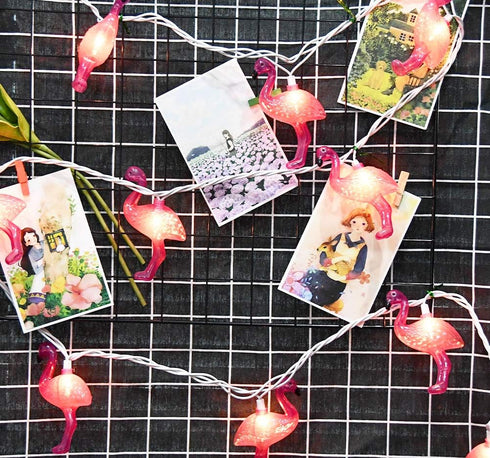 GOOTHY 8.5Ft Pink Flamingo String Lights - 10 Mini Lights, Plug in Decorative Fairy Lights for Party Decor