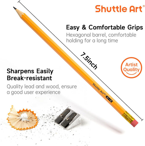 Shuttle Art 350 Pack Wood-Cased #2 HB Pencils, Sharpened Yellow Pencils with Erasers, Bulk Pack for School, Writing,
