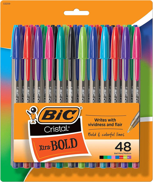 BIC Cristal Xtra Bold Fashion Ballpoint Pens, 240 Pack, NEW ASSORTED COLORS, Medium Point 1.6mm