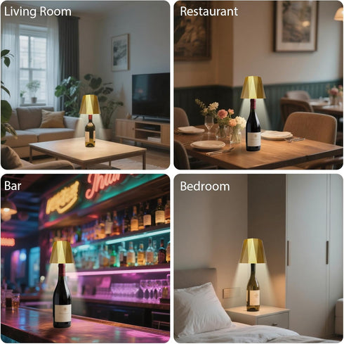 Sigasanio 3 Wireless Wine Bottle Lamp for Table Lamps, Color Rechargeable Wine Bottle Lights for Bedroom Bars