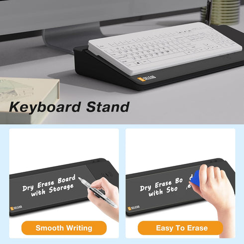 SELEAD Desktop Glass Whiteboard with Wireless Charger Station, Dry Erase Board Computer Pad with Organizer for Home