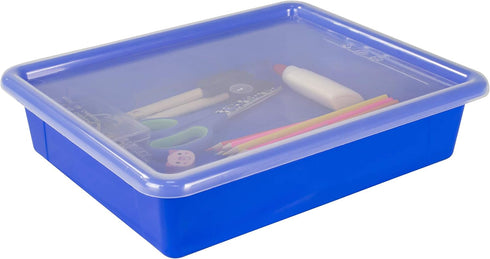 Storex Letter Size Flat Storage Tray – Organizer Bin with Non-Snap Lid for Classroom, Office, Home, Pack of 5