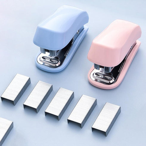 Stapler (Blue & Pink), Mini Stapler with Staples, Staple Remover, 1280pcs Staples for Office and School