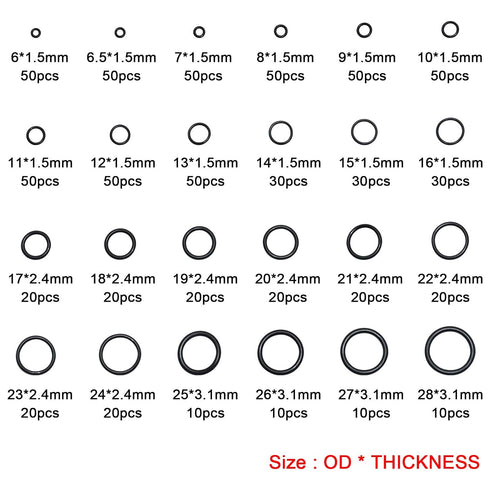 740pc Universal O Rings Assortment in 24 Sizes with 4pc Tools | Rubber O Rings Kit for Faucet Plumbing Automotive Repair | Nitrile Rubber Oring Kit