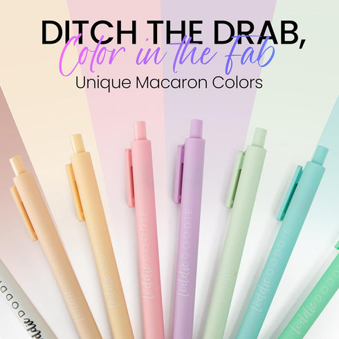 Loddie Doddie Macaron Colors Gel Pens, 8 Pack, 0.7 mm Medium Point Smooth Writing Retractable Pens
