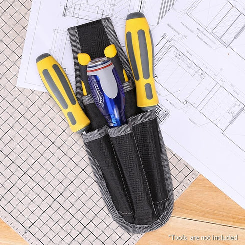 Tool Belt, 4 Pockets Tool Pouch for Organization, with Metal Belt Clip Attachment for Craftsmen, Electrician, Gardener