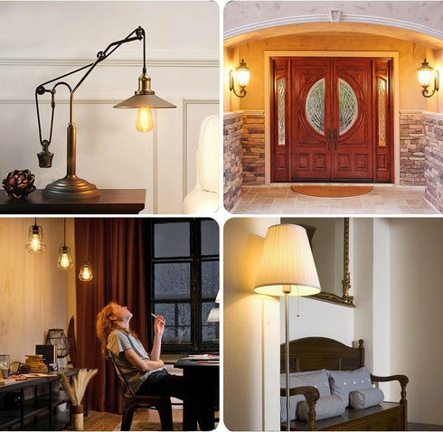 Tiadio 4-Pack Bulbs 60W ST58/ST19 6W E26 Dimmable Bulbs, 2700K Bulb, Bulb Vintage LED Edison Equivalent- Light Filament