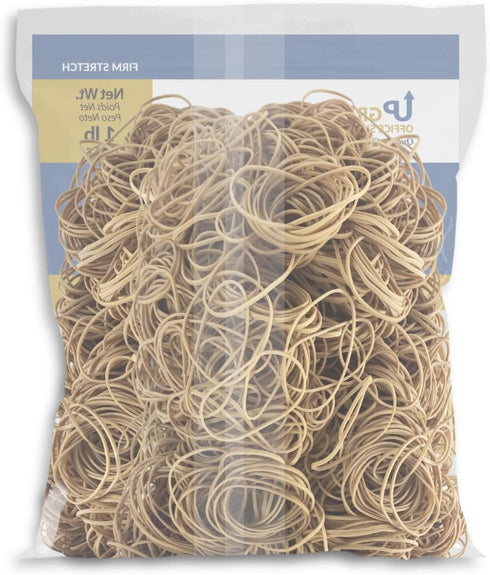 Rubber Bands, Upgrade Office Supply UPG22416 Rubber Bands, Size #16 (2-1/2" x 1/16") Natural Crepe, Made in USA (1 Pound Bag)