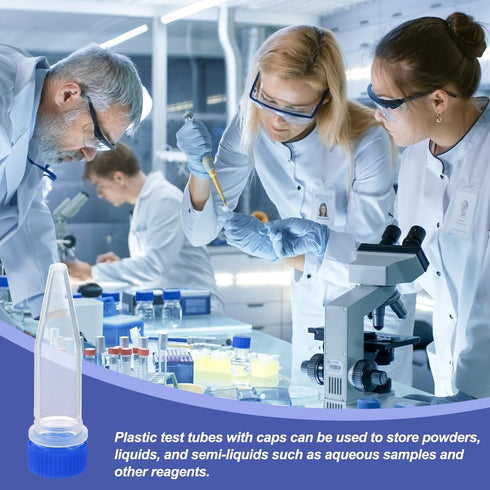 PATIKIL 1.5ml Plastic Cryogenic Vials, 25 Pcs Screw Top Frozen Test Tubes for Lab Science, Blue Cap