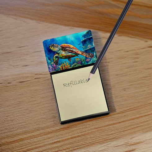 Caroline's Treasures Loggerhead Sea Turtle Sticky Note Holder - Refillable Dispenser, Self-Sticky Note Pads, Memo Pads,