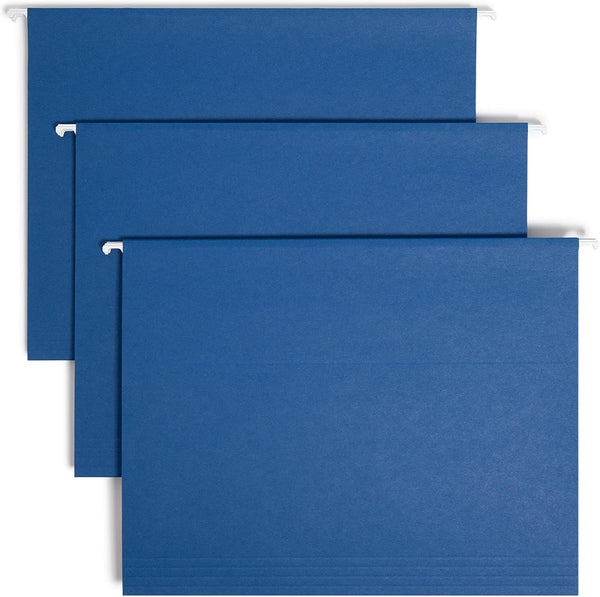 Smead Colored Hanging File Folder with 1/5-Cut Adjustable Tab, Letter Size, Navy, 25 per Box